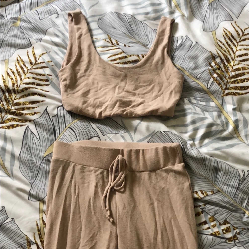 2 piece matching beige outfit